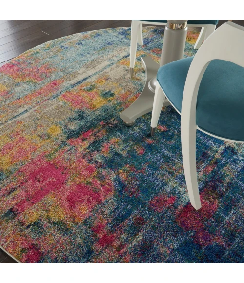 Nourison Celestial Round Area Rug CES09-Blue/Yellow