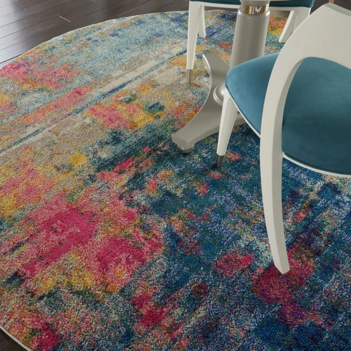 Nourison Celestial Round Area Rug CES09-Blue/Yellow