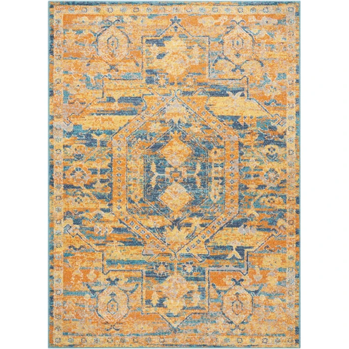 Nourison Passion Teal/Sun PSN07 5ft. 3in. x 7ft. 3in. Rect. Rug
