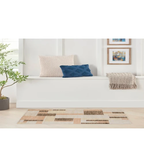 Nourison Astra Machine Washable Beige Multicolor ASW09 2 ft. 2 in. X 4 ft. Rectangle Rug