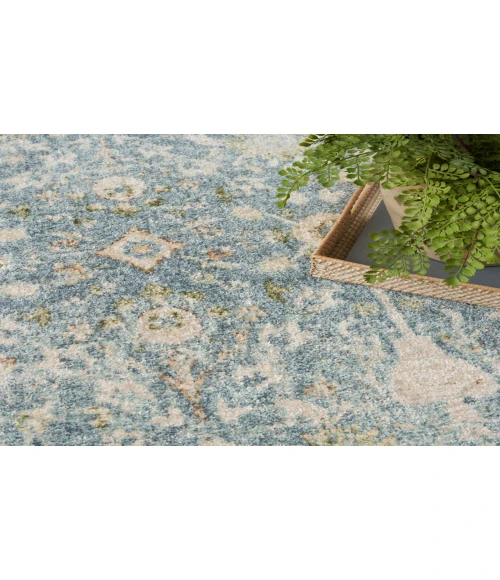 Nourison Astra Machine Washable Teal Beige ASW16 6 ft. 7 in. X 9 ft. Rectangle Rug