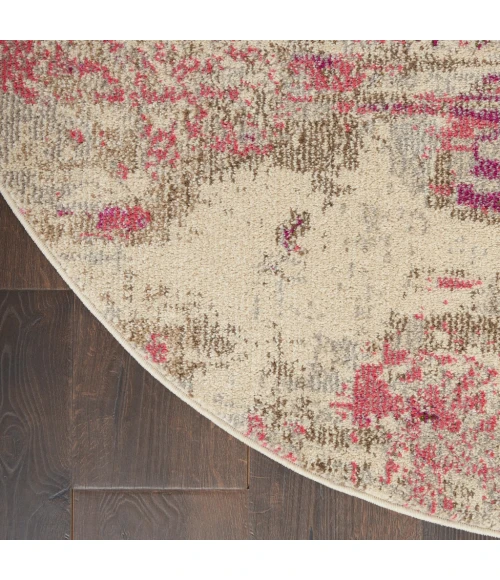 Nourison Celestial Round Area Rug CES02-Ivory/Pink