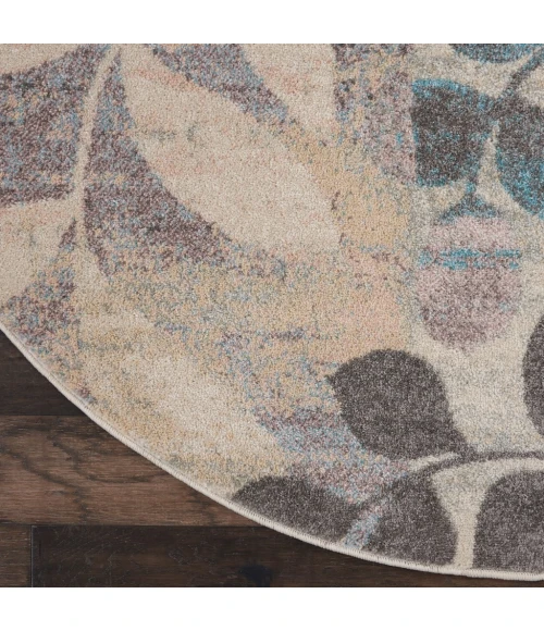 Nourison Tranquil Round Area Rug TRA01-Ivory/Light Blue