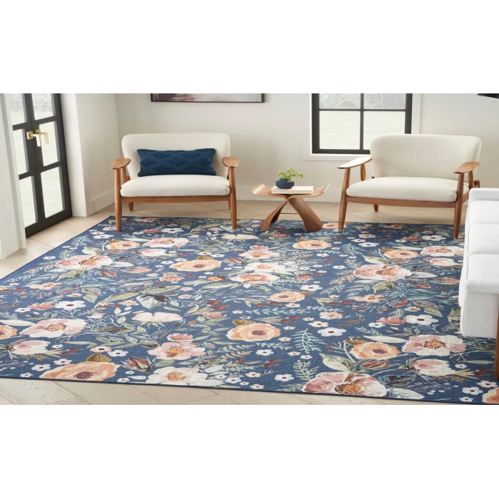 Nourison Nourison Washables Navy Multicolor NWB01 6 ft. X 9 ft. Rectangle Rug