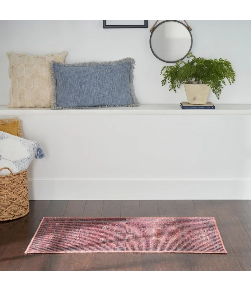 Nicole Curtis Machine Washable Series 1 Area Rug SR102 Red 2' x 4'