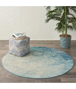 Nourison Home Passion PSN10 Navy Light Blue 5 ft. Round Area Rug
