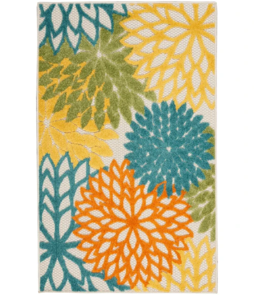 Nourison Aloha Turquoise/Multicolor ALH05 3 ft. X 5 ft. Rectangle Rug