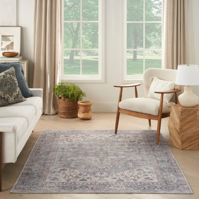 Nicole Curtis Machine Washable Series 1 Area Rug SR104 Grey