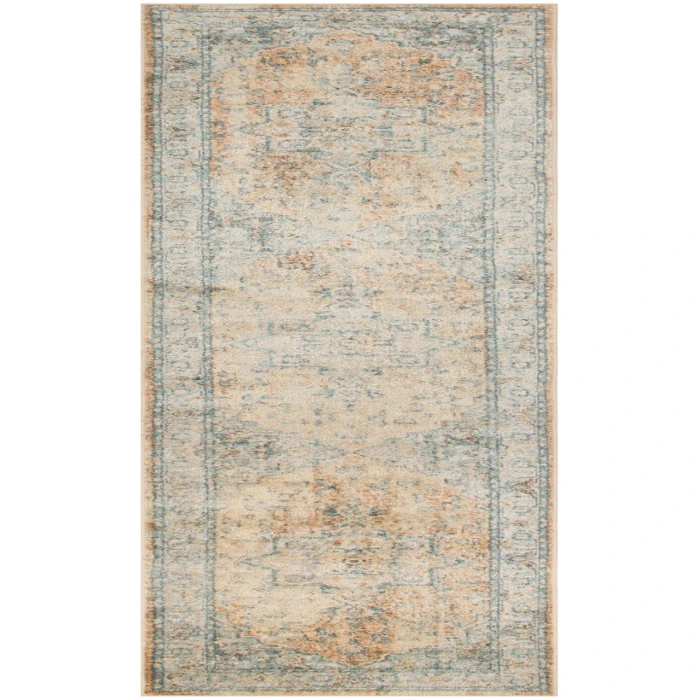 Nourison Astra Machine Washable Beige Blue ASW12 2 ft. 2 in. X 10 ft. Rectangle Rug