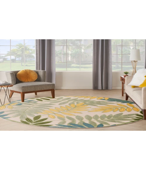 Nourison Aloha Green Multicolor ALH18 5 ft. 3 in. Round Rug