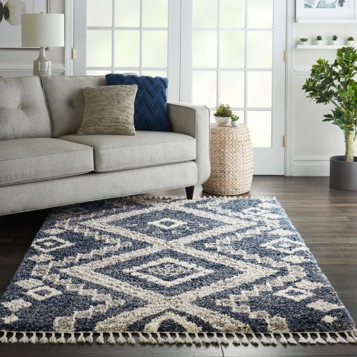 Nourison Oslo Shag Denim Blue OSL02 4 ft. X 6 ft. Rect. Rug