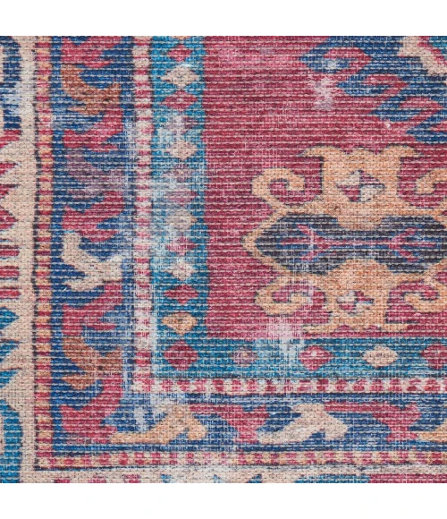 Nicole Curtis Machine Washable Series 1 Area Rug SR105 Red/Navy 2' x 4'