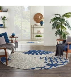 Nourison Home Aloha ALH05 Ivory Navy 7 ft. 10 in. Round Area Rug