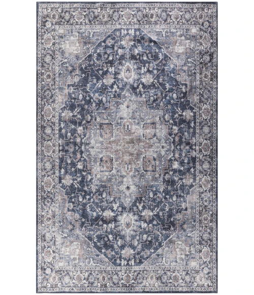Nicole Curtis Machine Washable Series 1 Ivory Navy SR101 10 ft. X 14 ft. Rectangle Rug