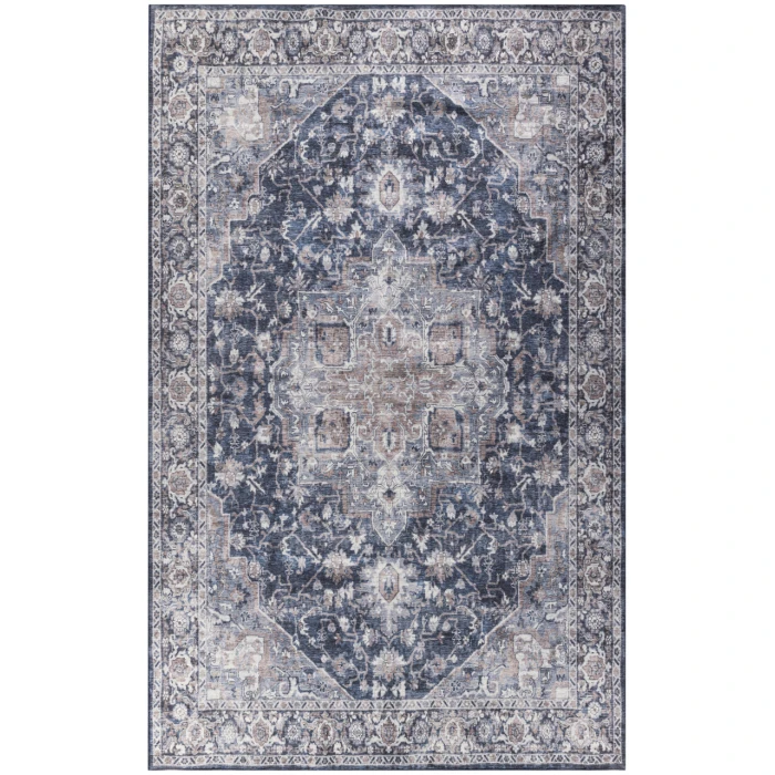 Nicole Curtis Machine Washable Series 1 Ivory Navy SR101 10 ft. X 14 ft. Rectangle Rug