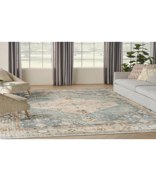 Nourison Astra Machine Washable Silver Blue ASW11 6 ft. 7 in. X 9 ft. Rectangle Rug