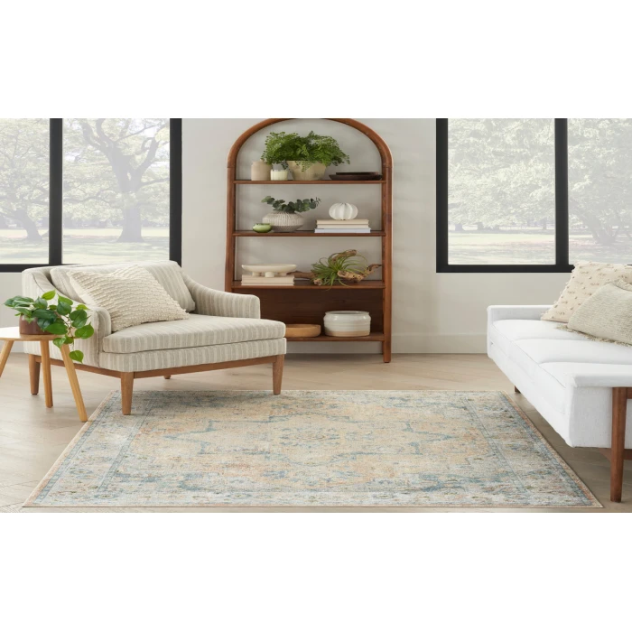 Nourison Astra Machine Washable Beige Blue ASW12 4 ft. X 6 ft. Rectangle Rug
