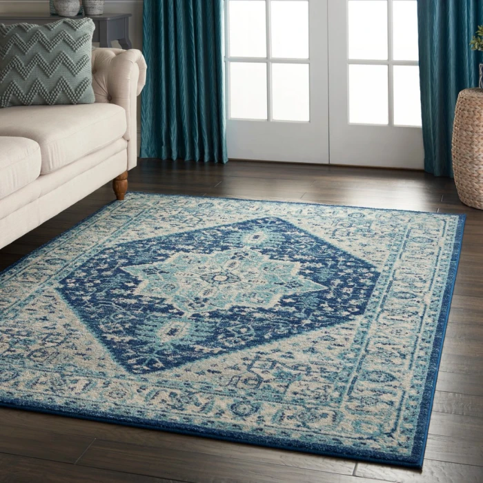 Nourison Tranquil Area Rug TRA06-Ivory/Navy