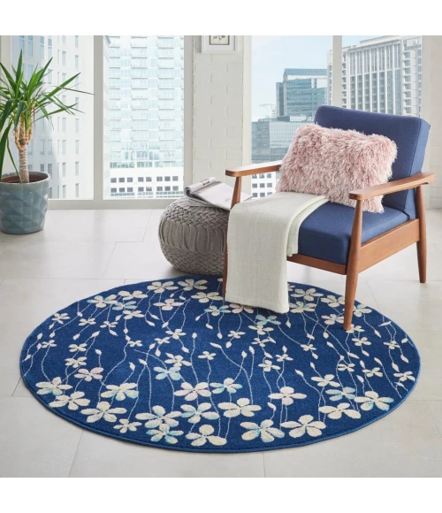 Nourison Tranquil Round Area Rug TRA04-Navy