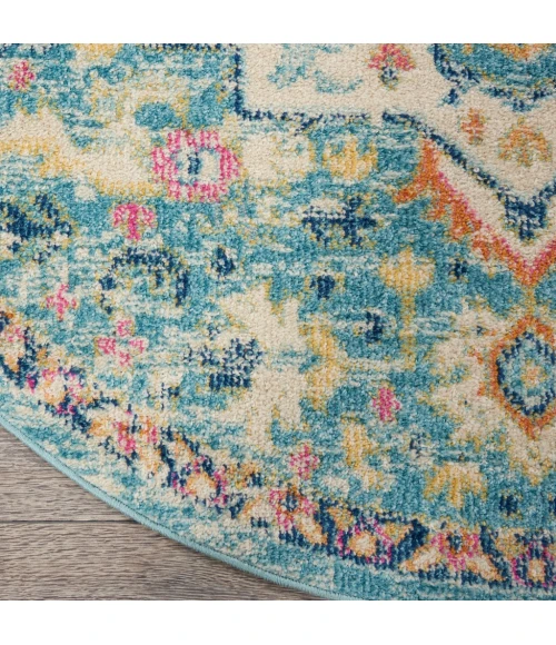 Nourison Passion Round Area Rug PSN25-Ivory/Light Blue