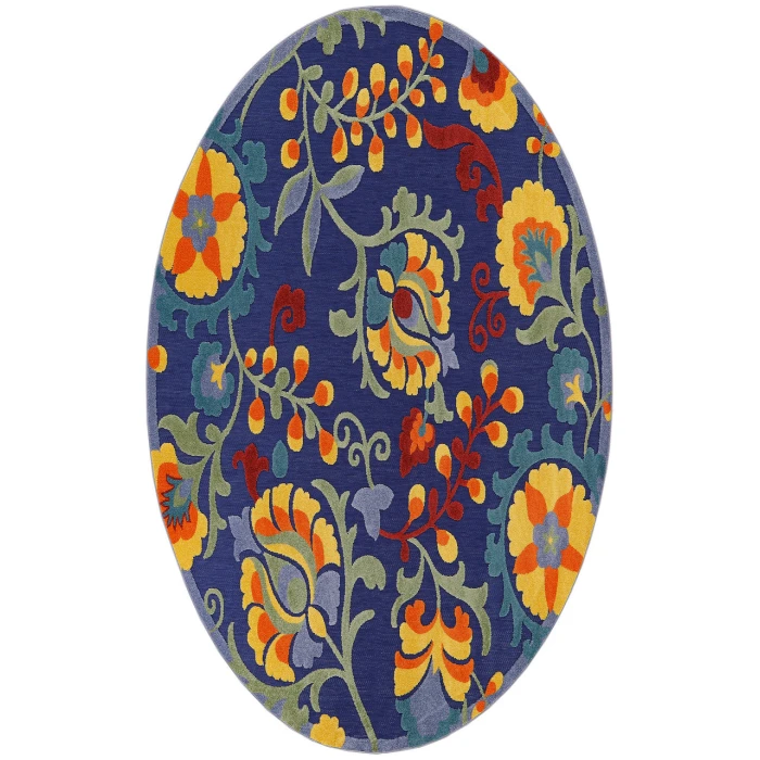 Nourison Aloha Navy Multicolor ALH17 5 ft. 3 in. Round Rug