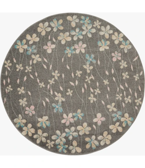 Nourison Tranquil Round Area Rug TRA04-Grey/Beige