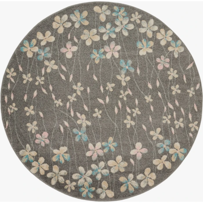 Nourison Tranquil Round Area Rug TRA04-Grey/Beige