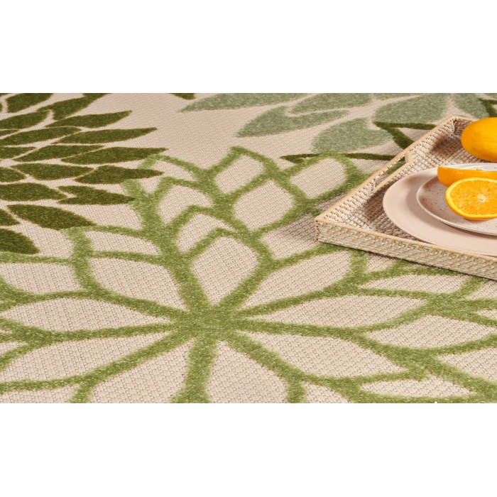 Nourison Aloha Ivory Green ALH05 5 ft. 3 in. Round Rug