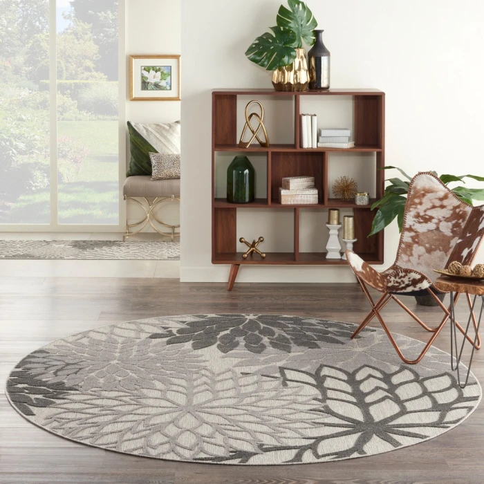 Nourison Aloha Round Area Rug ALH05-Silver Grey
