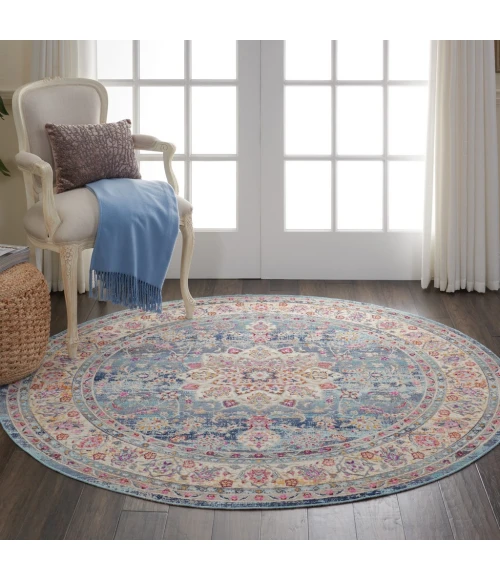 Nourison Vintage Kashan Round Area Rug VKA01-Blue
