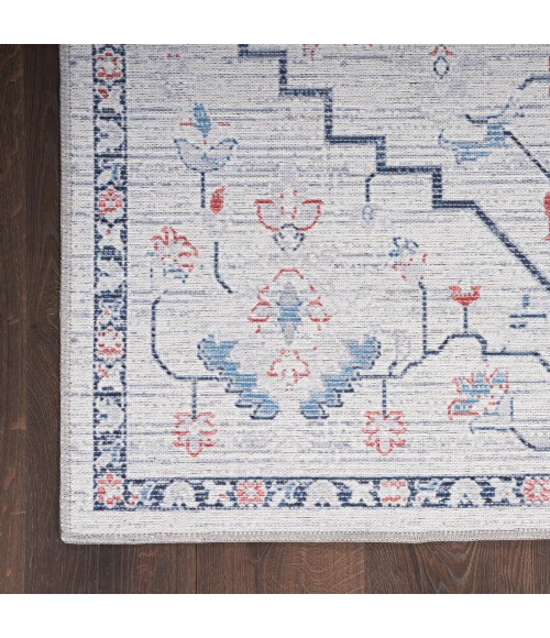 Nicole Curtis Machine Washable Series 1 Area Rug SR110 Ivory Blue