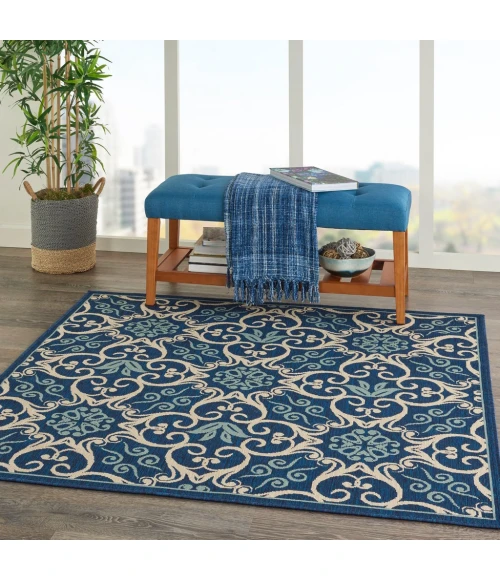 Nourison Caribbean Square Area Rug CRB02-Navy
