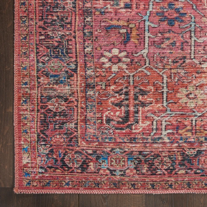 Nicole Curtis Machine Washable Series 1 Area Rug SR102 Red 2' x 4'