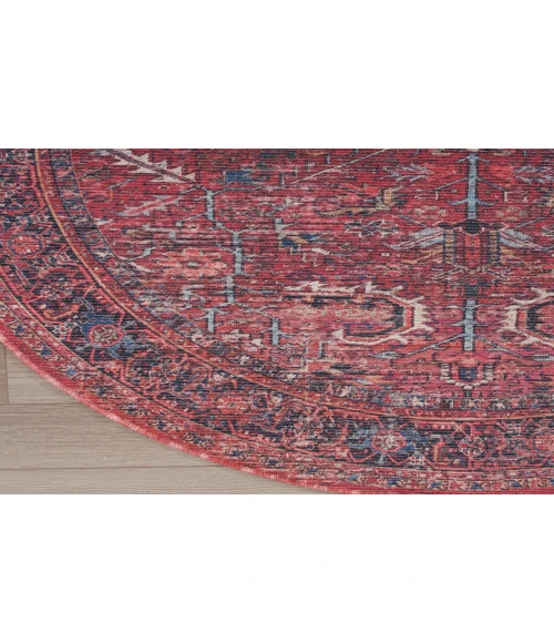 Nicole Curtis Machine Washable Series 1 Brick SR102 5 ft. 3 in. Round Rug