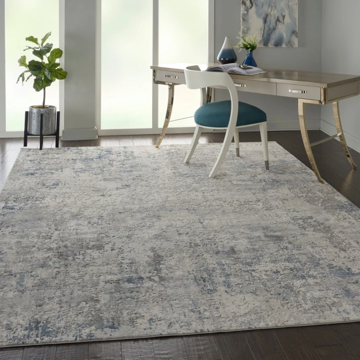 Nourison Rustic Textures Area Rug RUS07-Ivory/Grey-blue