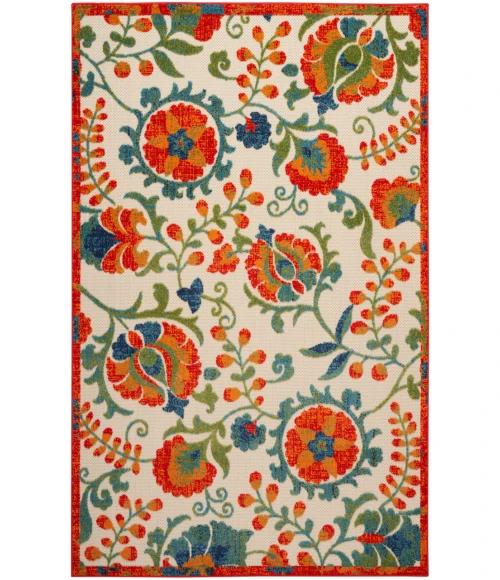 Nourison Aloha Red Multicolor ALH17 6 ft. X 9 ft. Rectangle Rug