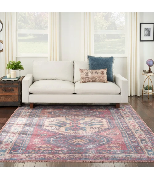 Nicole Curtis Machine Washable Series 1 Area Rug SR105 Red/Navy 8' x 10'