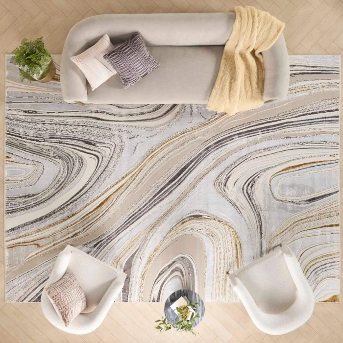 Nourison Glitz Grey Gold GLZ21 8 ft. Rect. Rug