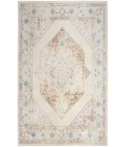 Nourison Home Astra Machine Washable ASW13 Ivory Blue 6 ft. 7 in. X 9 ft. Area Rug