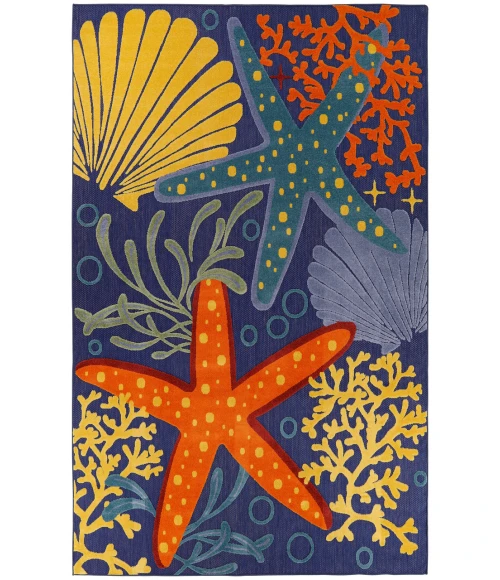 Nourison Aloha Navy Multicolor ALH24 7 ft. 10 in. X 10 ft. 6 in. Rectangle Rug