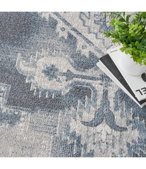 Nourison Astra Machine Washable Area Rug ASW11 Blue/Ivory