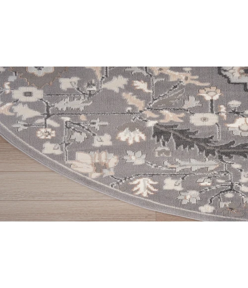 Nourison Elation Grey ETN09 5 ft. 3 in. Round Rug