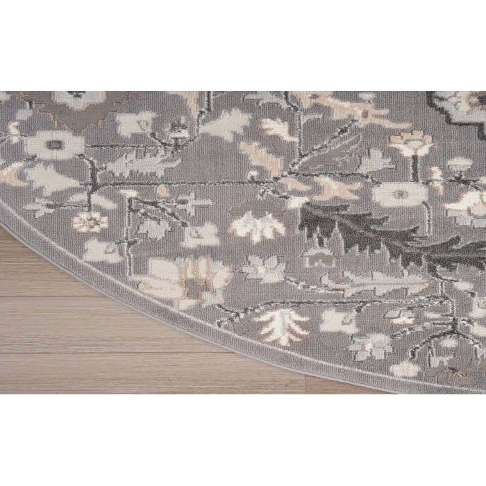 Nourison Elation Grey ETN09 5 ft. 3 in. Round Rug