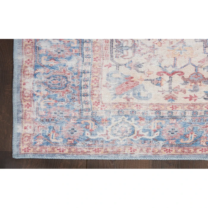 Nicole Curtis Machine Washable Series 1 Blue Multicolor SR104 3 ft. X 5 ft. Rectangle Rug