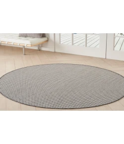 Nourison Home Courtyard COU01 Ivory Charcoal 5 ft. Round Area Rug