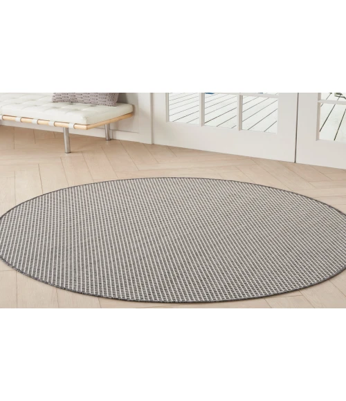 Nourison Courtyard Ivory/Charcoal COU01 5 ft. Round Rug