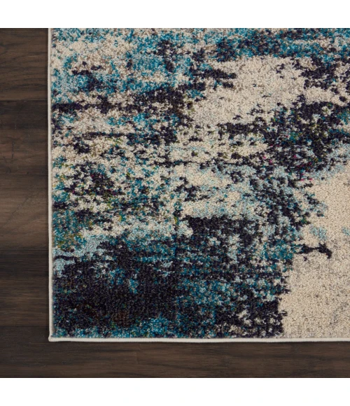 Nourison Celestial Runner Area Rug CES02-Ivory/Teal Blue