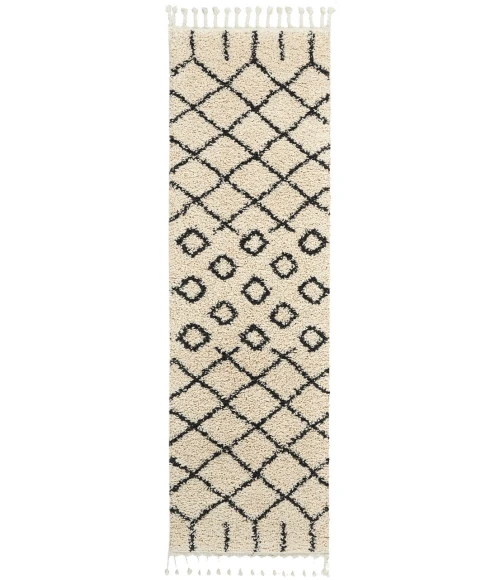Nourison Moroccan Shag Runner Area Rug MRS01-Cream