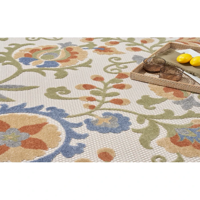 Nourison Aloha Ivory Blue ALH17 9 ft. X 12 ft. Rectangle Rug