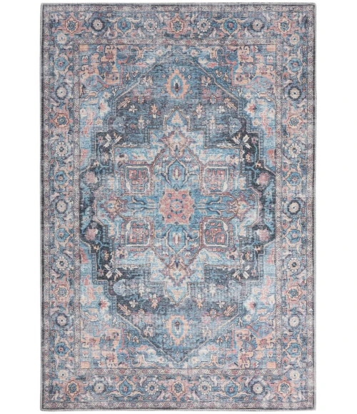 Nicole Curtis Machine Washable Series 1 Area Rug SR101 Light Blue Multi